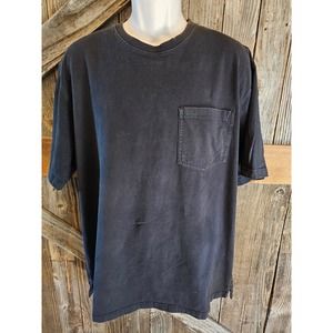 Duluth size large black relaxed fit Longtail t L work shirt casual ^